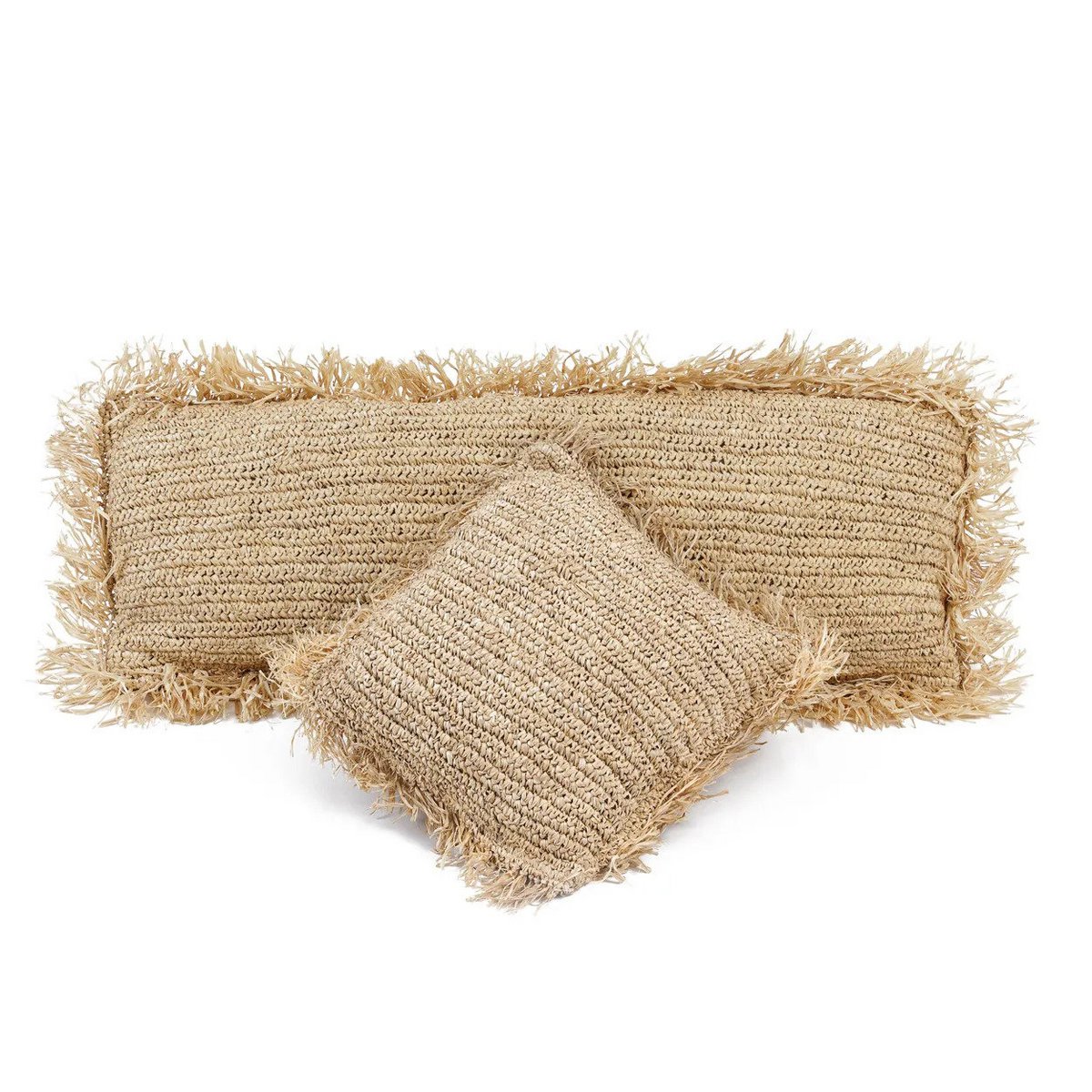 The Raffia Cushion Cover Rectangular - Natural - 35x100 - LUXONAS HOME