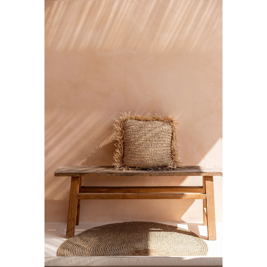 The Raffia Cushion Cover Square - Natural - 60x60 - LUXONAS HOME