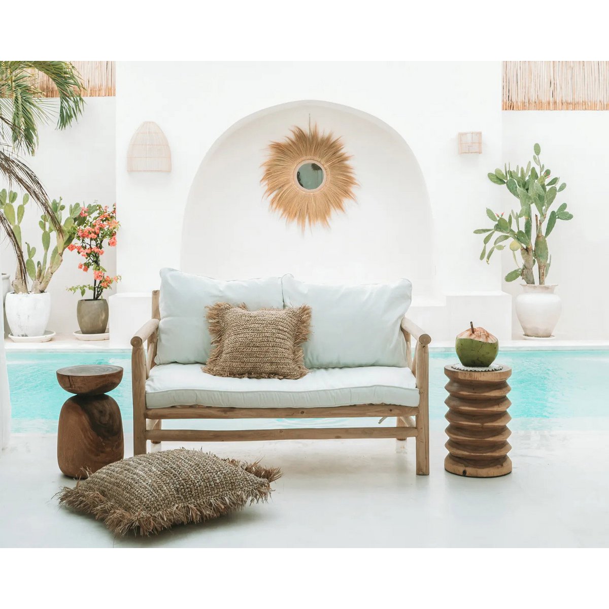 The Raffia Cushion Cover Square - Natural - 60x60 - LUXONAS HOME