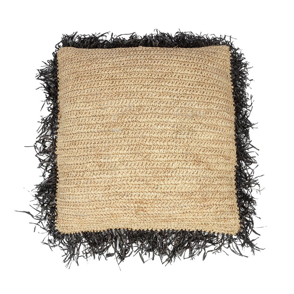 The Raffia Cushion Cover Square - Natural Black - 60x60 - LUXONAS HOME