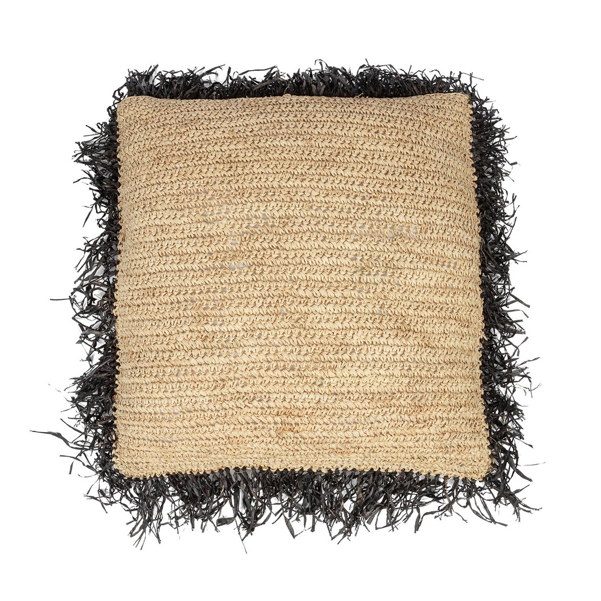 The Raffia Cushion Cover Square - Natural Black - 60x60 - LUXONAS HOME