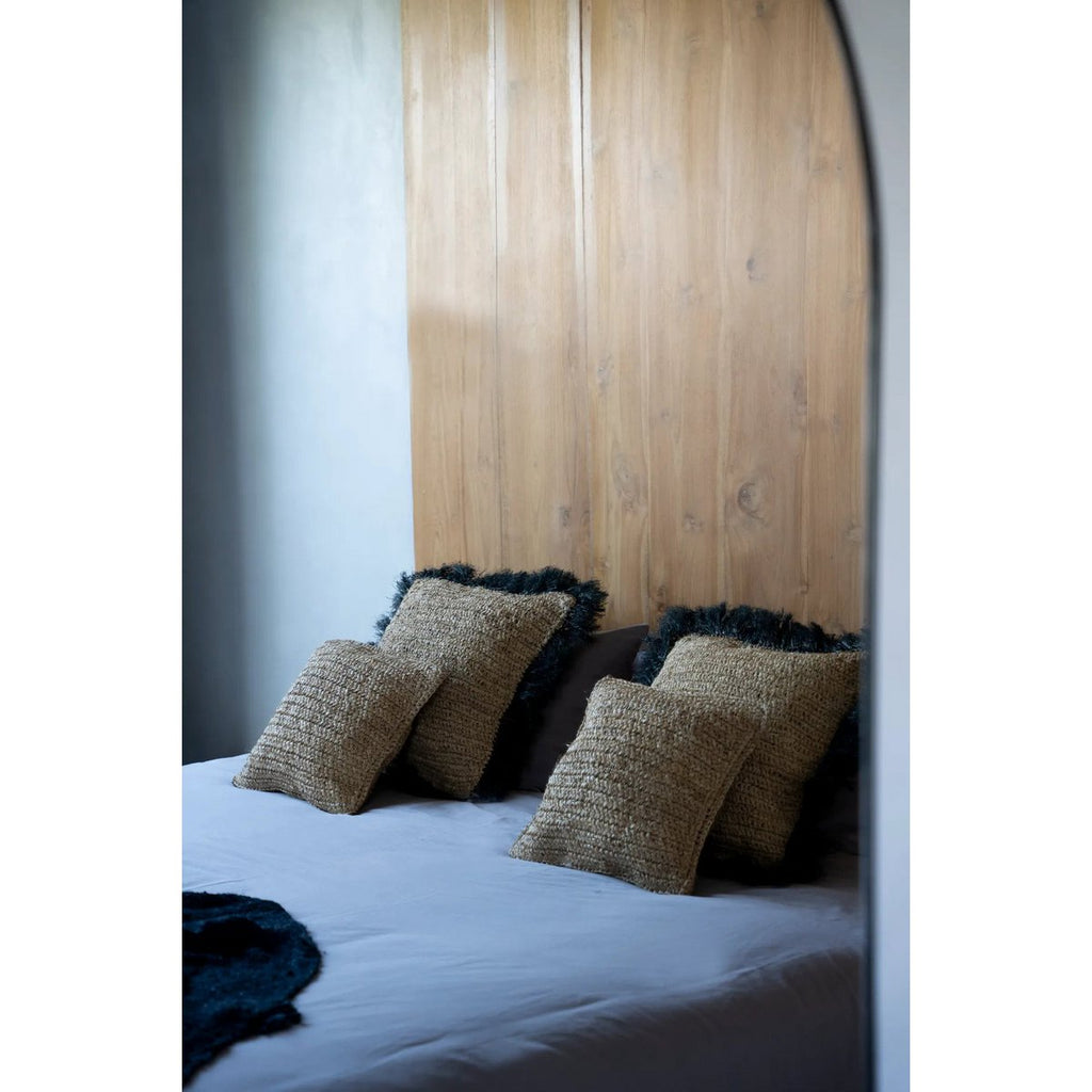 The Raffia Cushion Cover Square - Natural Black - 60x60 - LUXONAS HOME