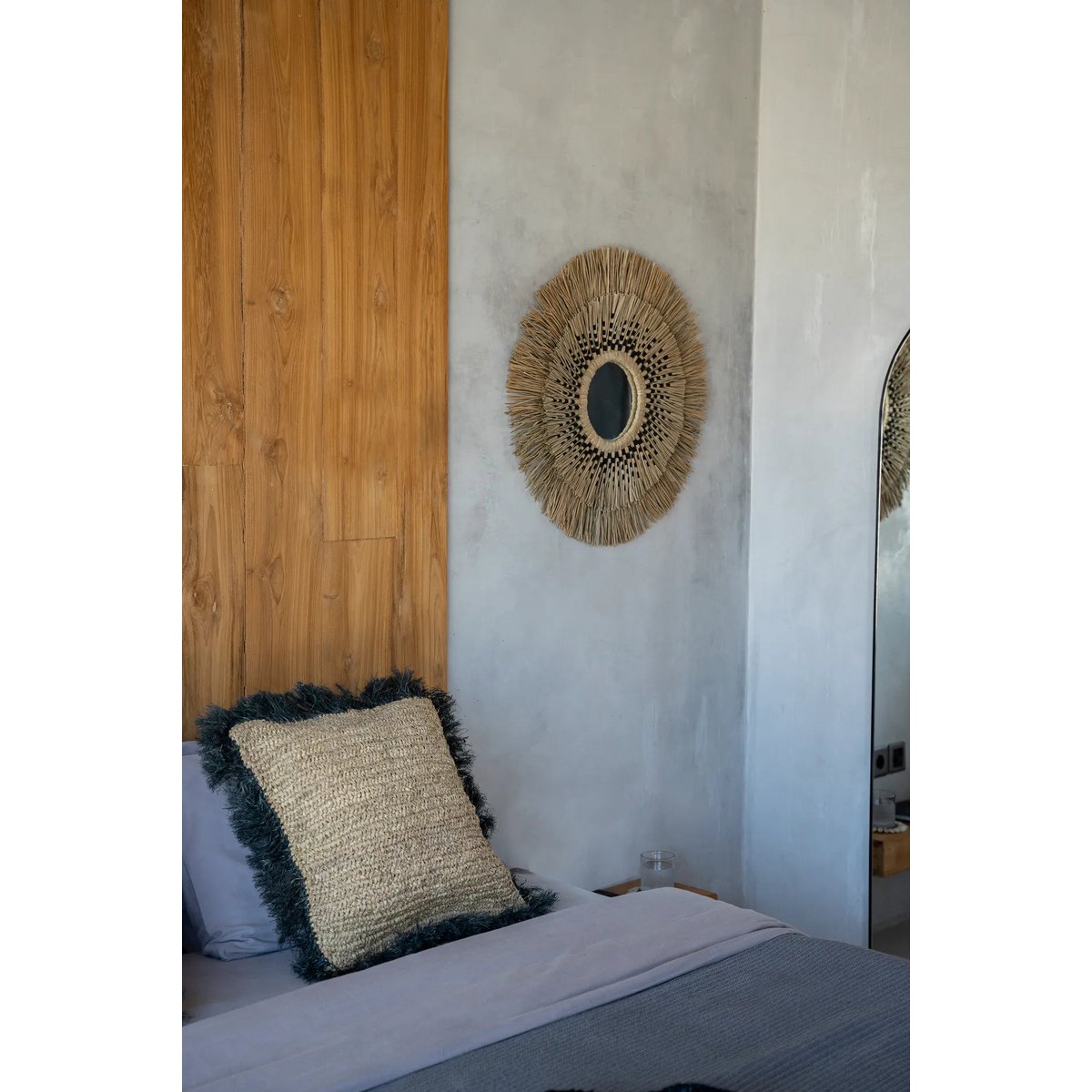 The Raffia Cushion Cover Square - Natural Black - 60x60 - LUXONAS HOME