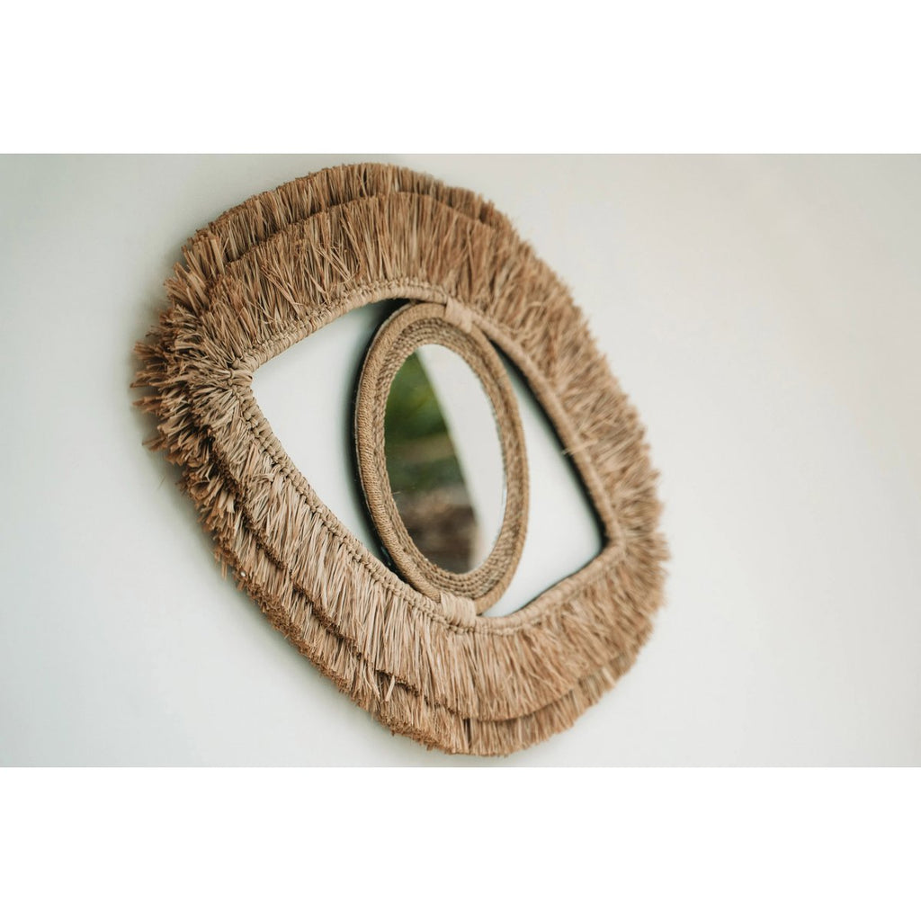 The Raffia Eye Mirror - Natural - M - LUXONAS HOME