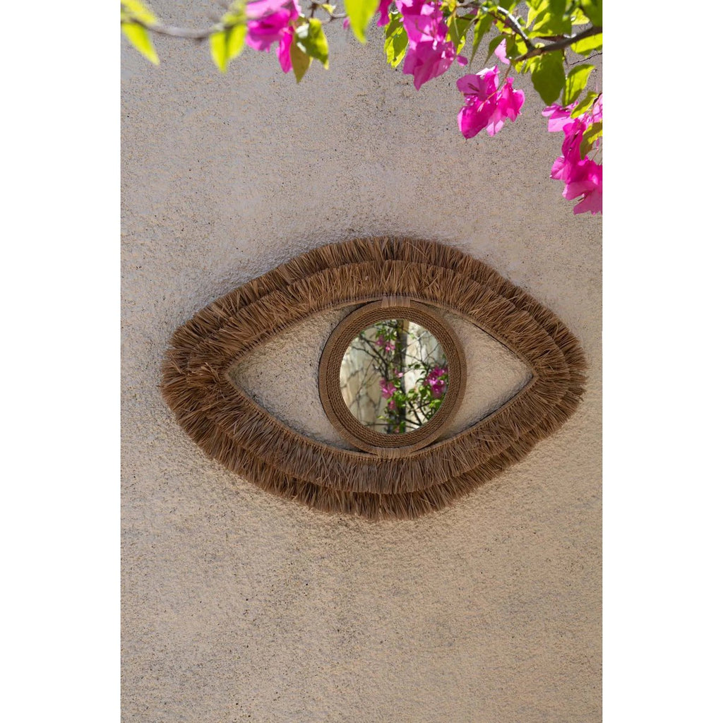 The Raffia Eye Mirror - Natural - M - LUXONAS HOME