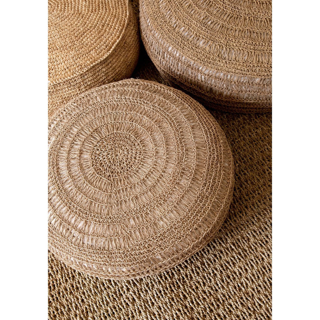 The Raffia Flores Pouffe - Natural - LUXONAS HOME