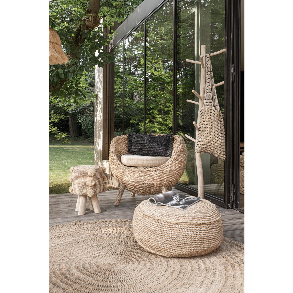 The Raffia Flores Pouffe - Natural - LUXONAS HOME