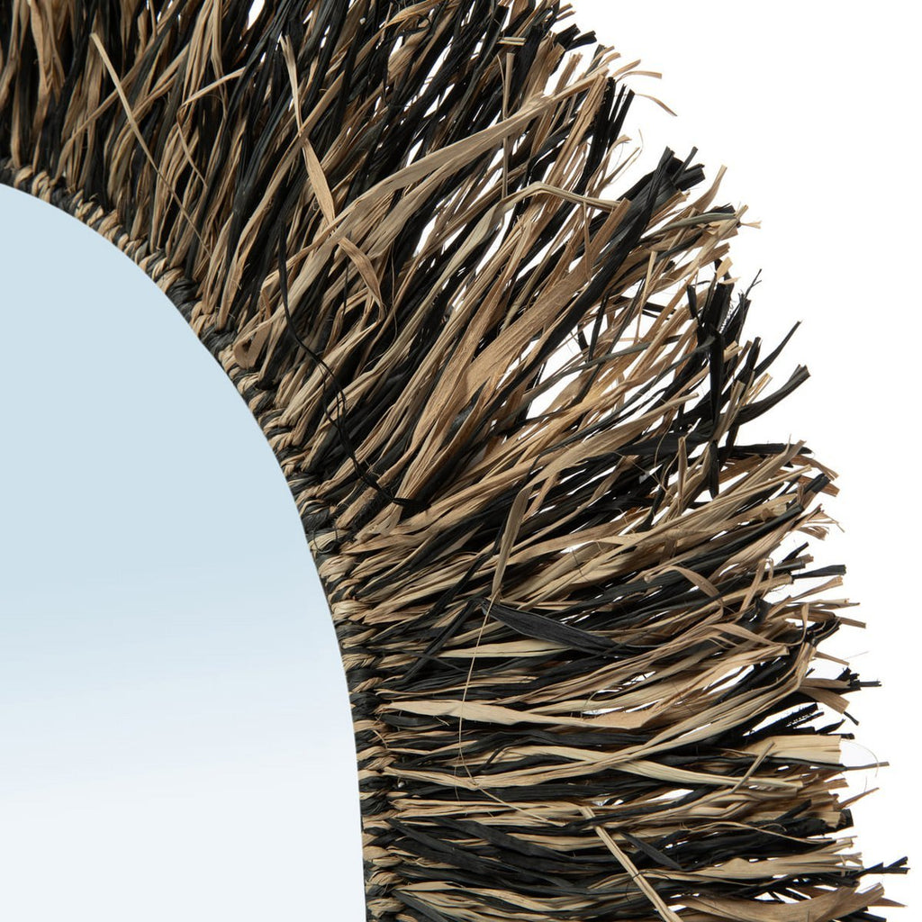 The Raffia Fringe Mirror - Natural Black - L - LUXONAS HOME