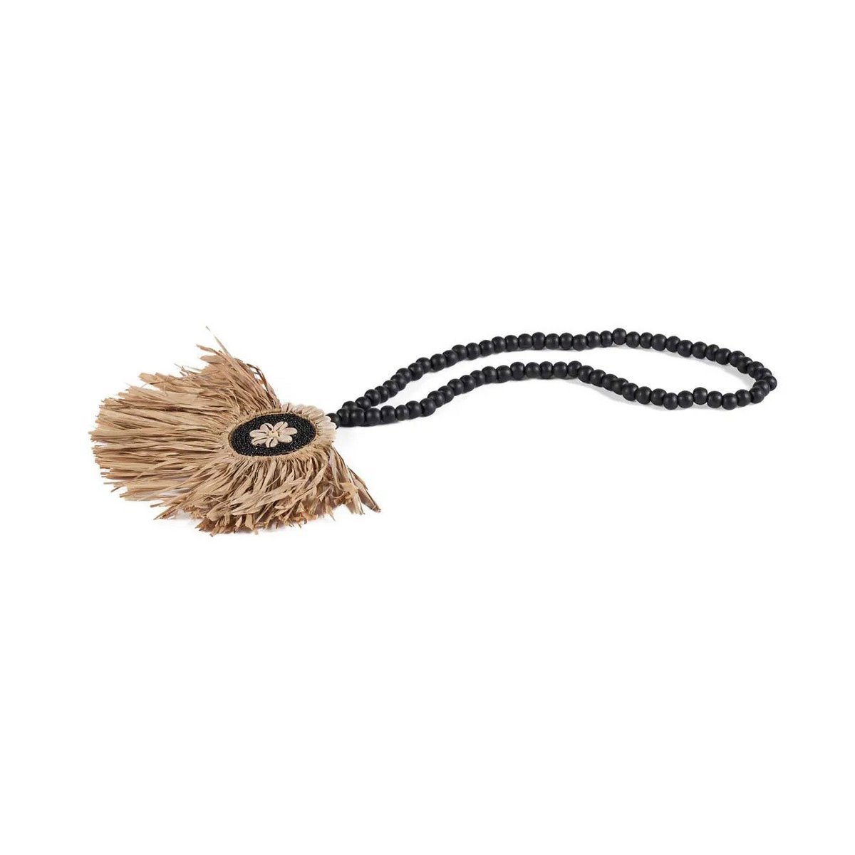 The Raffia Mahkota Tassel - Natural Black - LUXONAS HOME