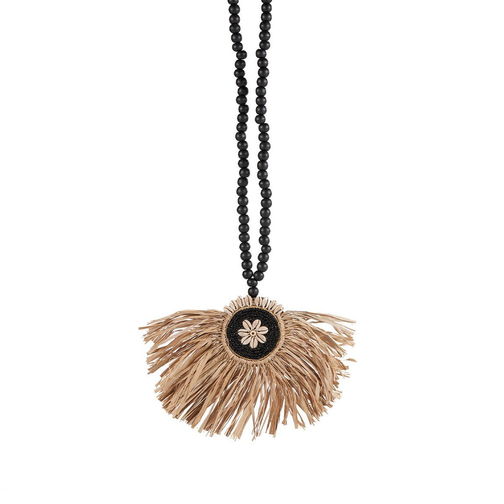 The Raffia Mahkota Tassel - Natural Black - LUXONAS HOME