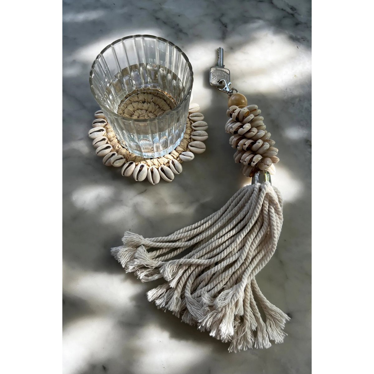 The Raffia Shell Coaster - Natural - LUXONAS HOME