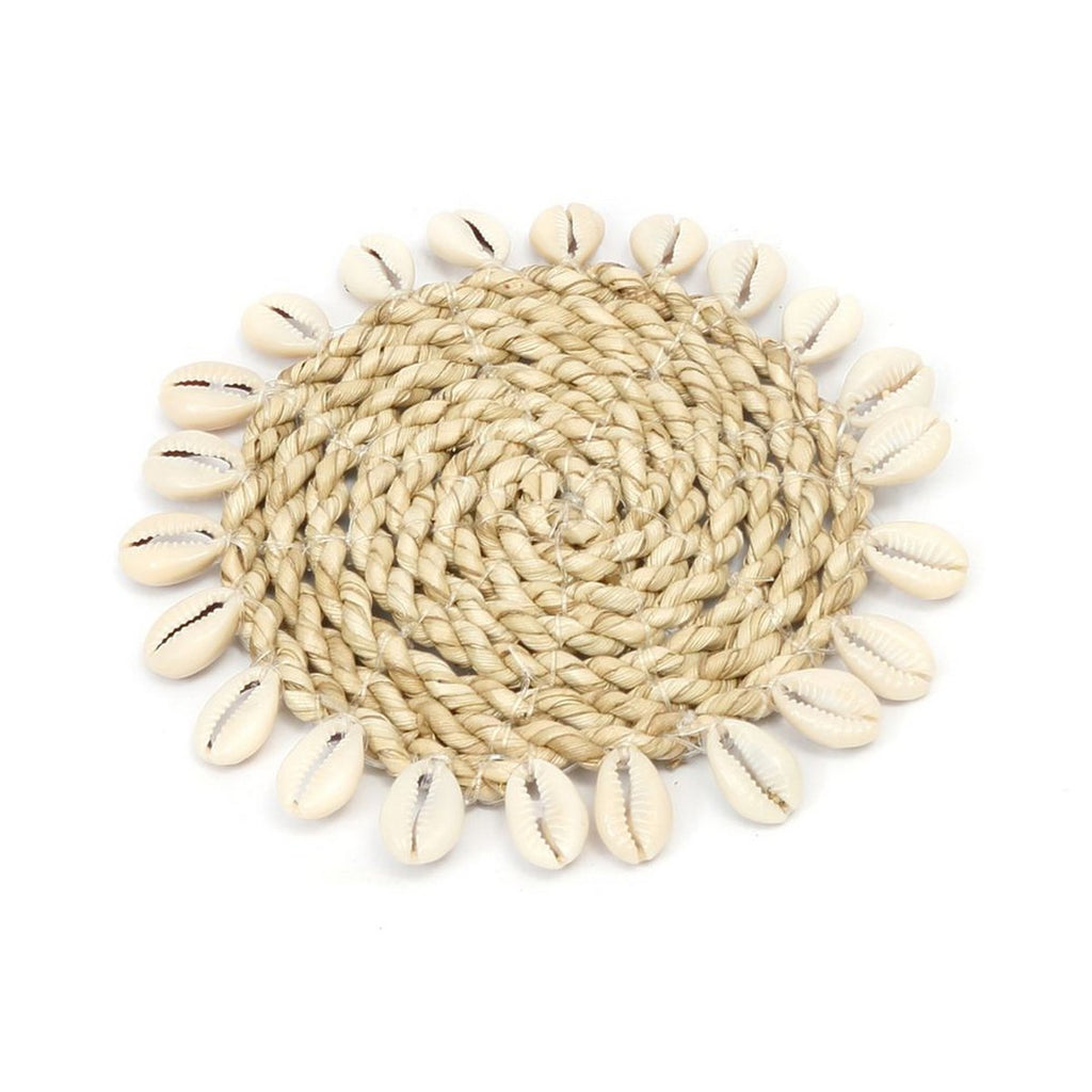 The Raffia Shell Coaster - Natural - LUXONAS HOME