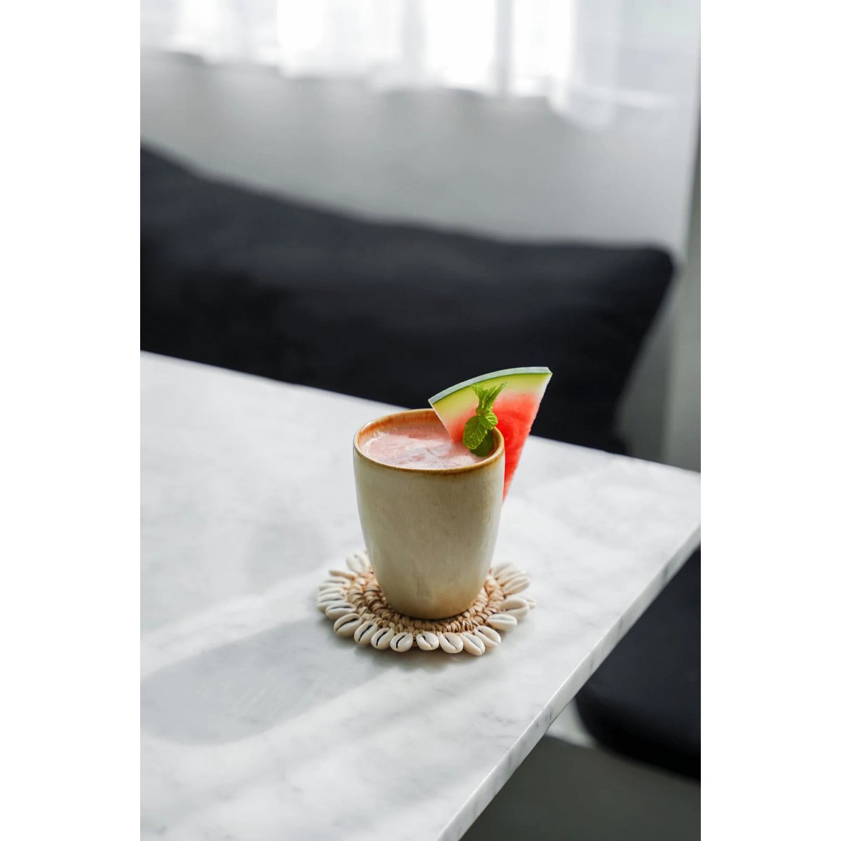 The Raffia Shell Coaster - Natural - LUXONAS HOME