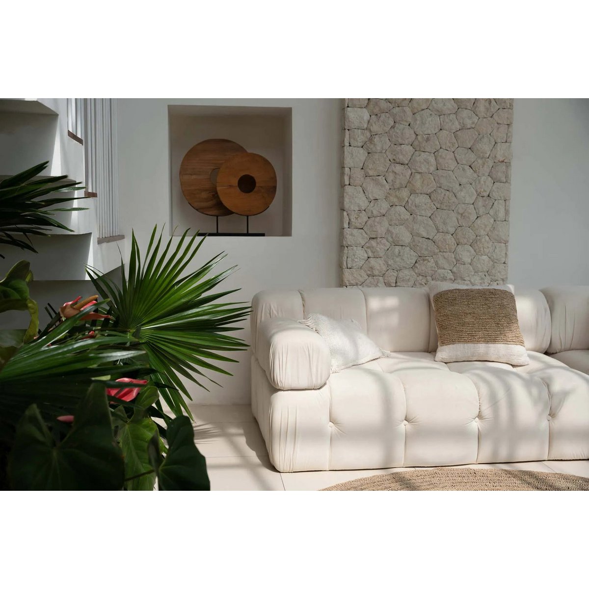 The Raffia Stamp Cushion Cover - Natural - LUXONAS HOME