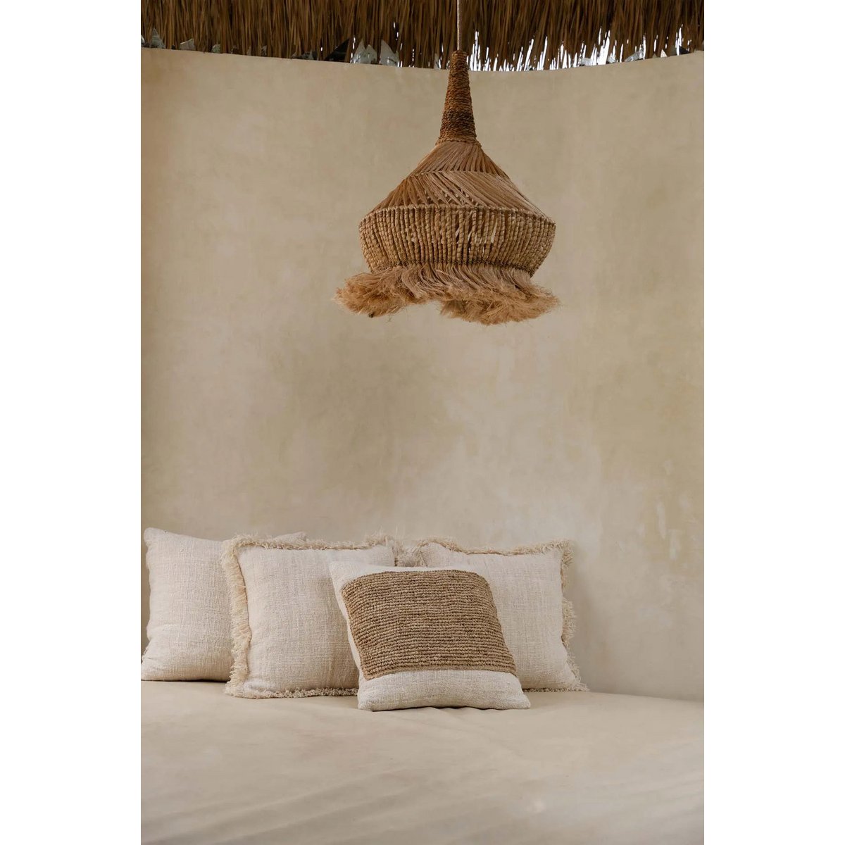 The Raffia Stamp Cushion Cover - Natural - LUXONAS HOME