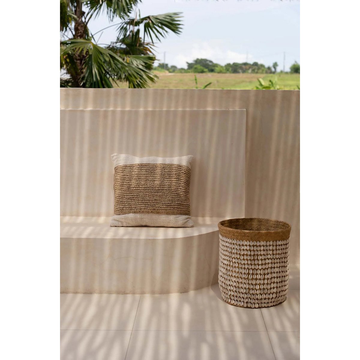 The Raffia Stamp Cushion Cover - Natural - LUXONAS HOME