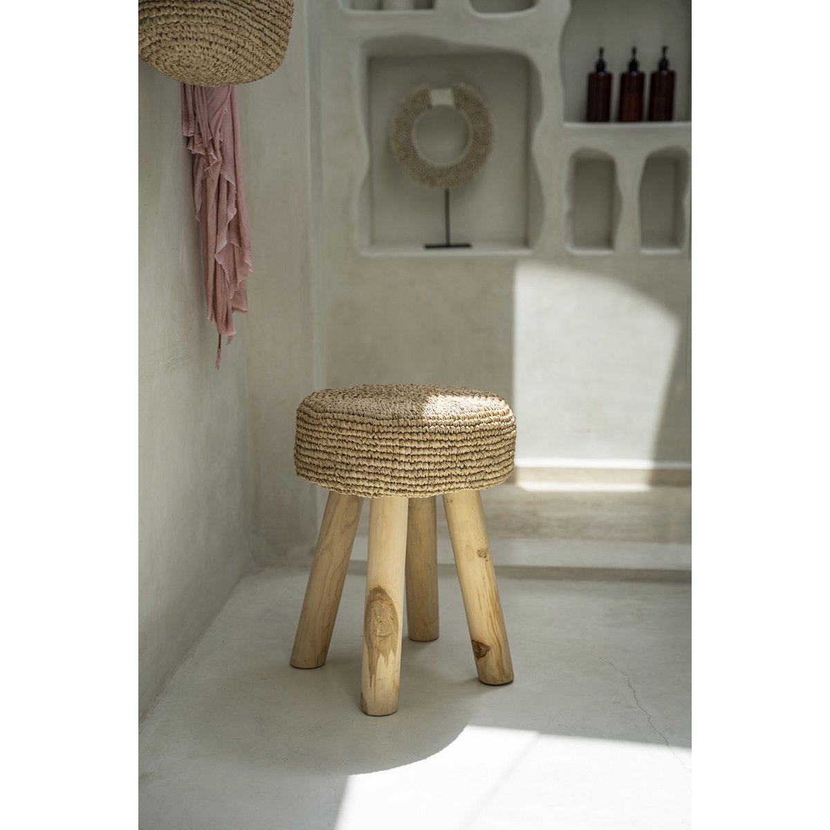 The Raffia Stool - Natural - LUXONAS HOME