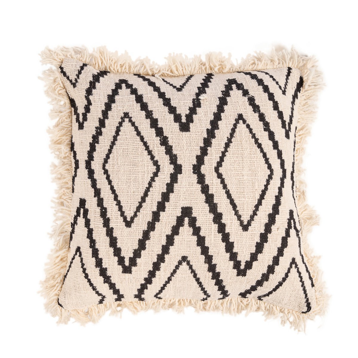 The Sahara Diamond Cushion Cover - Natural Black - LUXONAS HOME