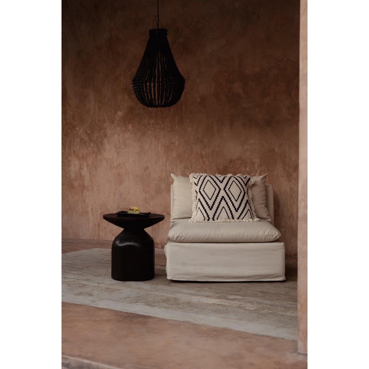 The Sahara Diamond Cushion Cover - Natural Black - LUXONAS HOME