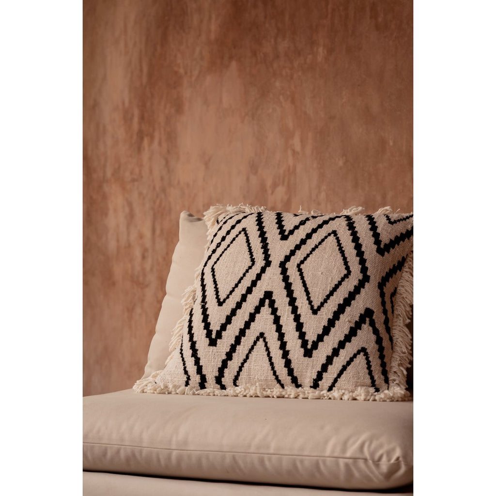 The Sahara Diamond Cushion Cover - Natural Black - LUXONAS HOME