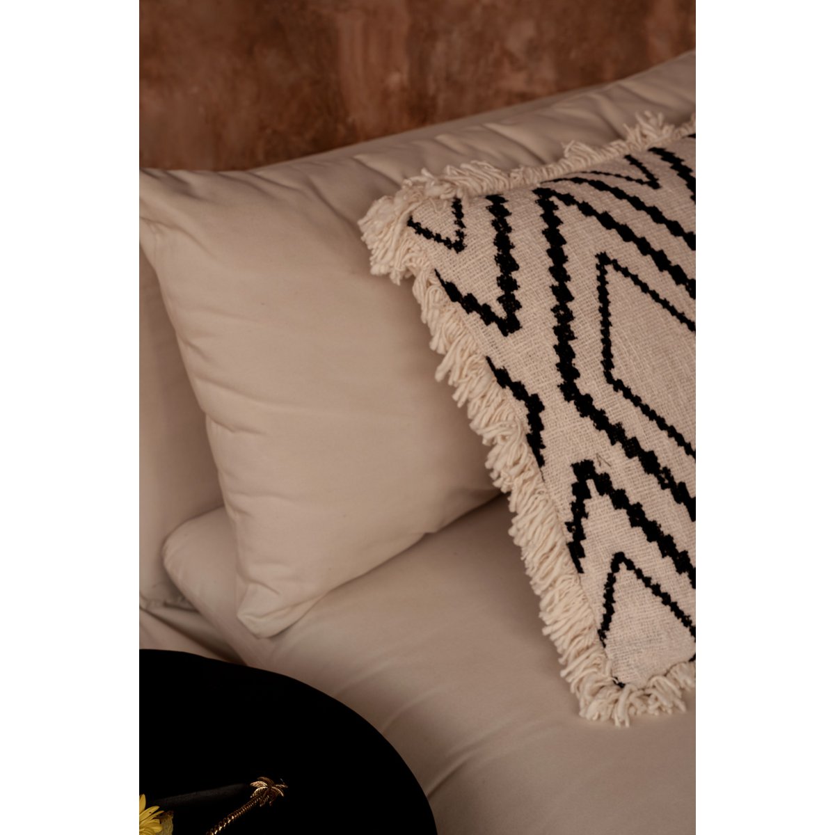The Sahara Diamond Cushion Cover - Natural Black - LUXONAS HOME