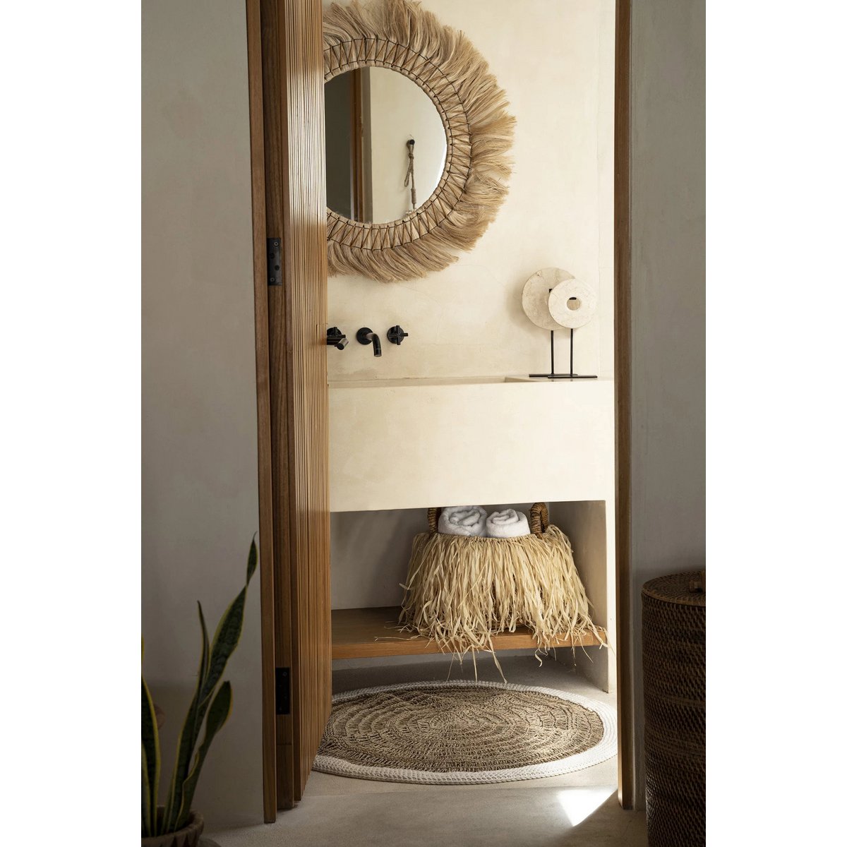 The Seagrass & Cotton Round Carpet - Natural White - 100 - LUXONAS HOME