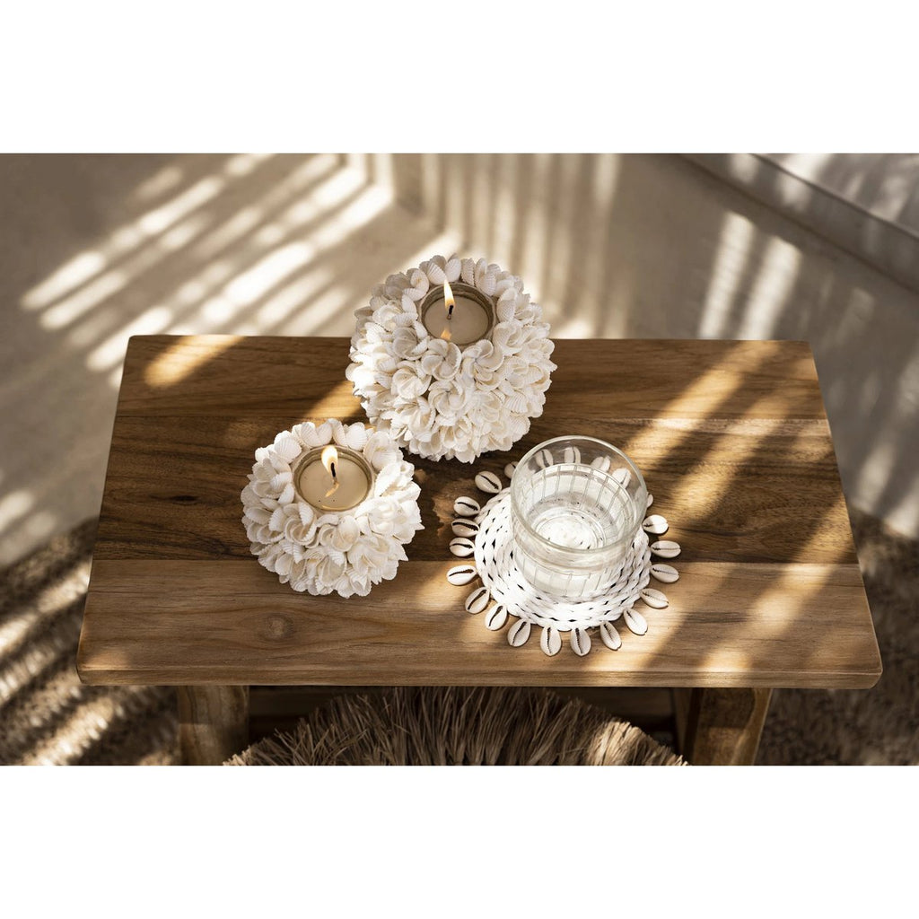 The Seagrass Shell Coaster - White - LUXONAS HOME
