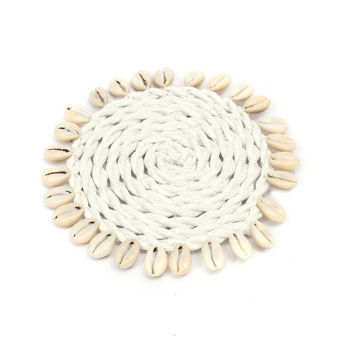 The Seagrass Shell Coaster - White - LUXONAS HOME