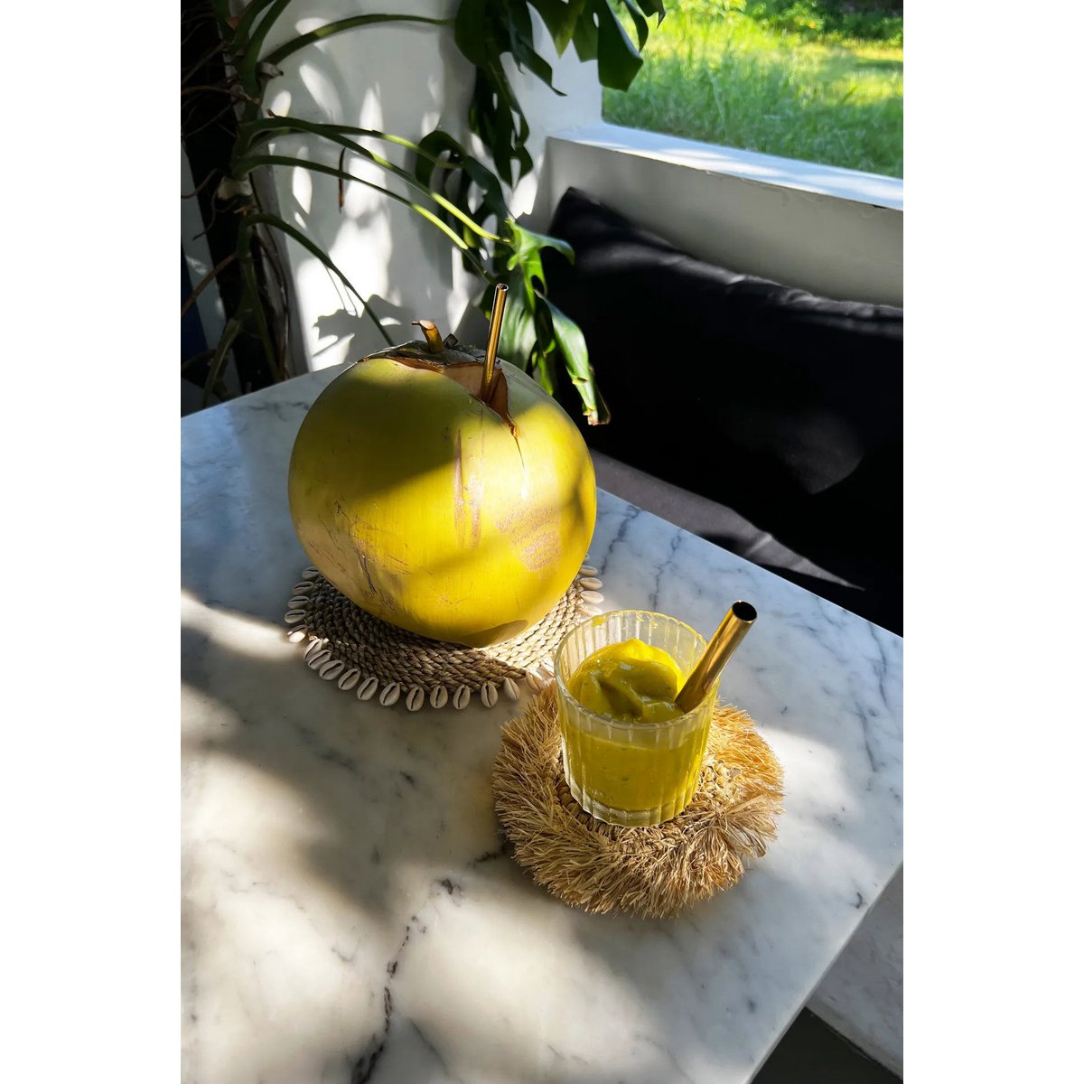 The Seagrass Shell Pan Coaster - Natural - LUXONAS HOME