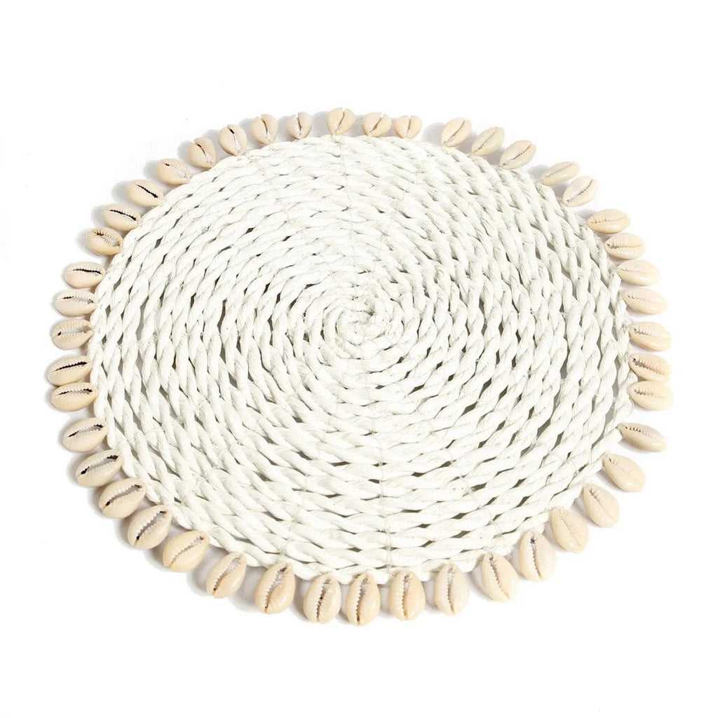 The Seagrass Shell Pan Coaster - White - LUXONAS HOME