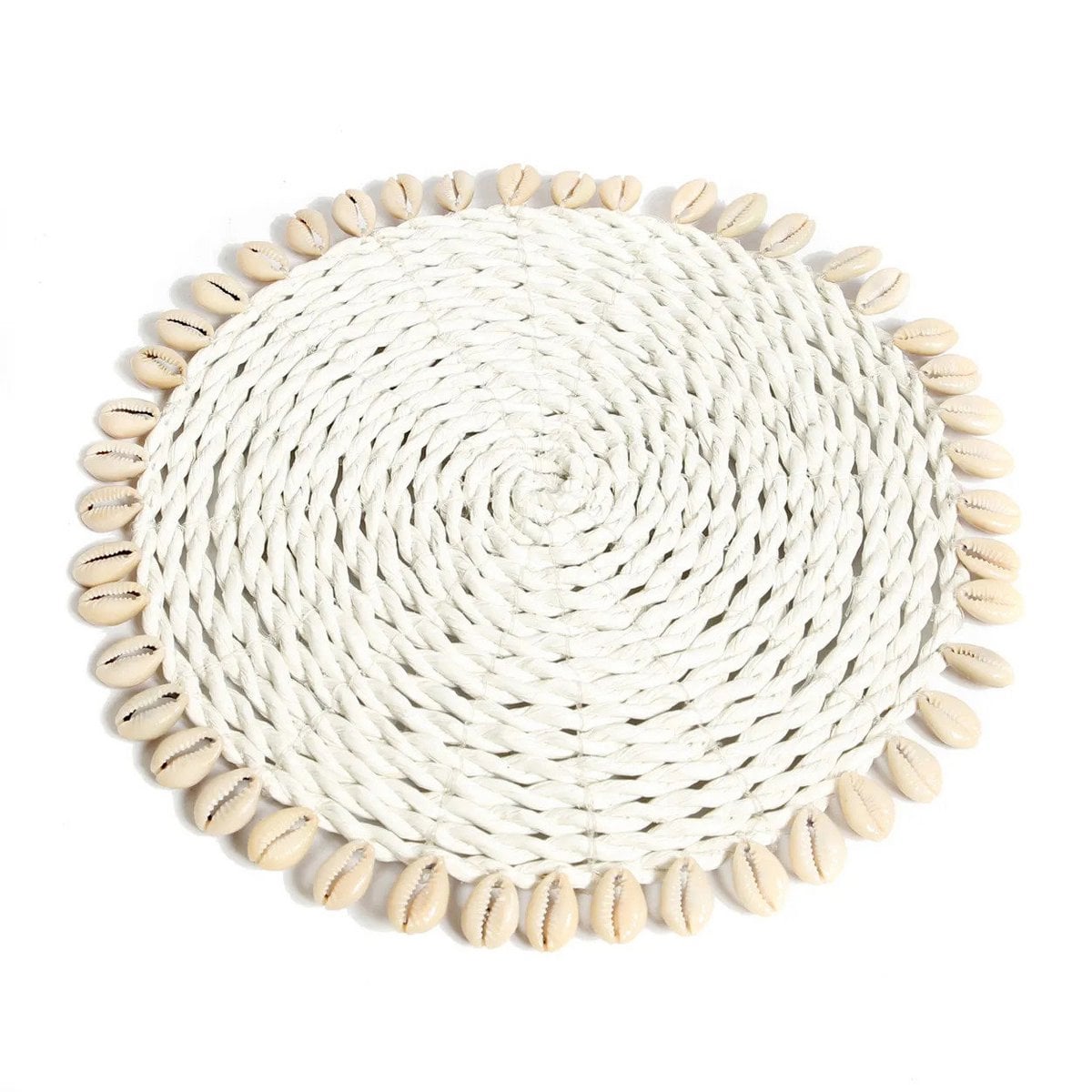 The Seagrass Shell Pan Coaster - White - LUXONAS HOME