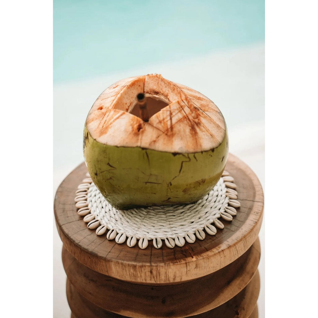 The Seagrass Shell Pan Coaster - White - LUXONAS HOME