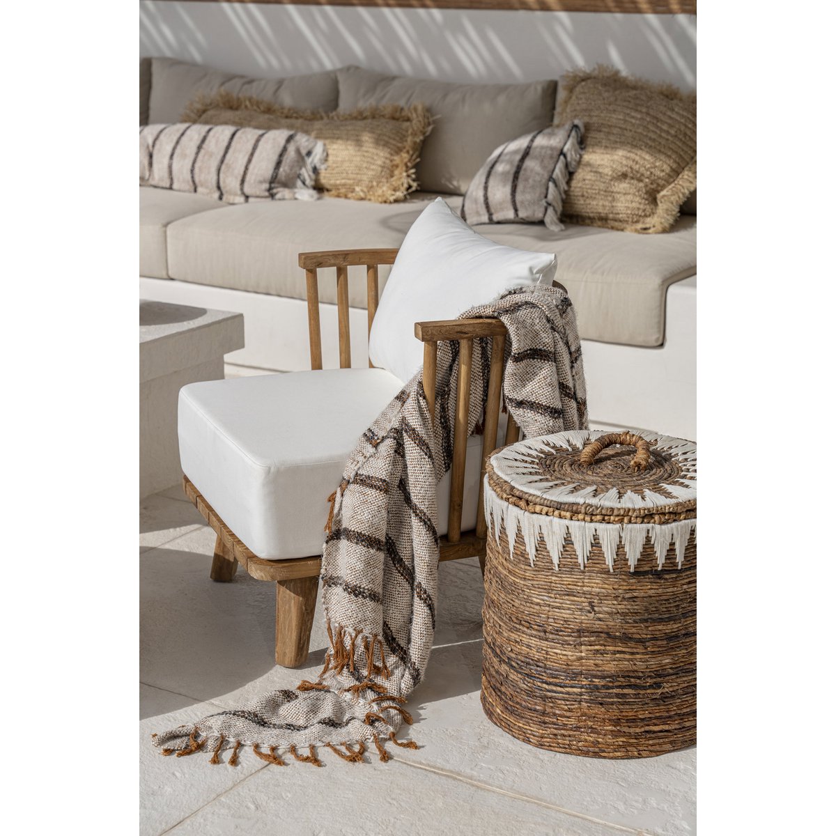 The s'il vous Plaid - Bohemian White - LUXONAS HOME
