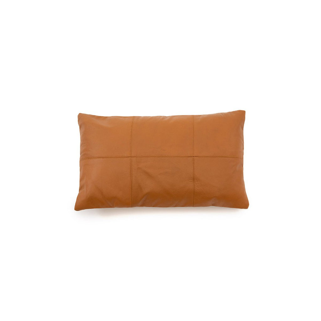The Six Panel Leather Cushion Cover - Camel - 30x50 - LUXONAS HOME