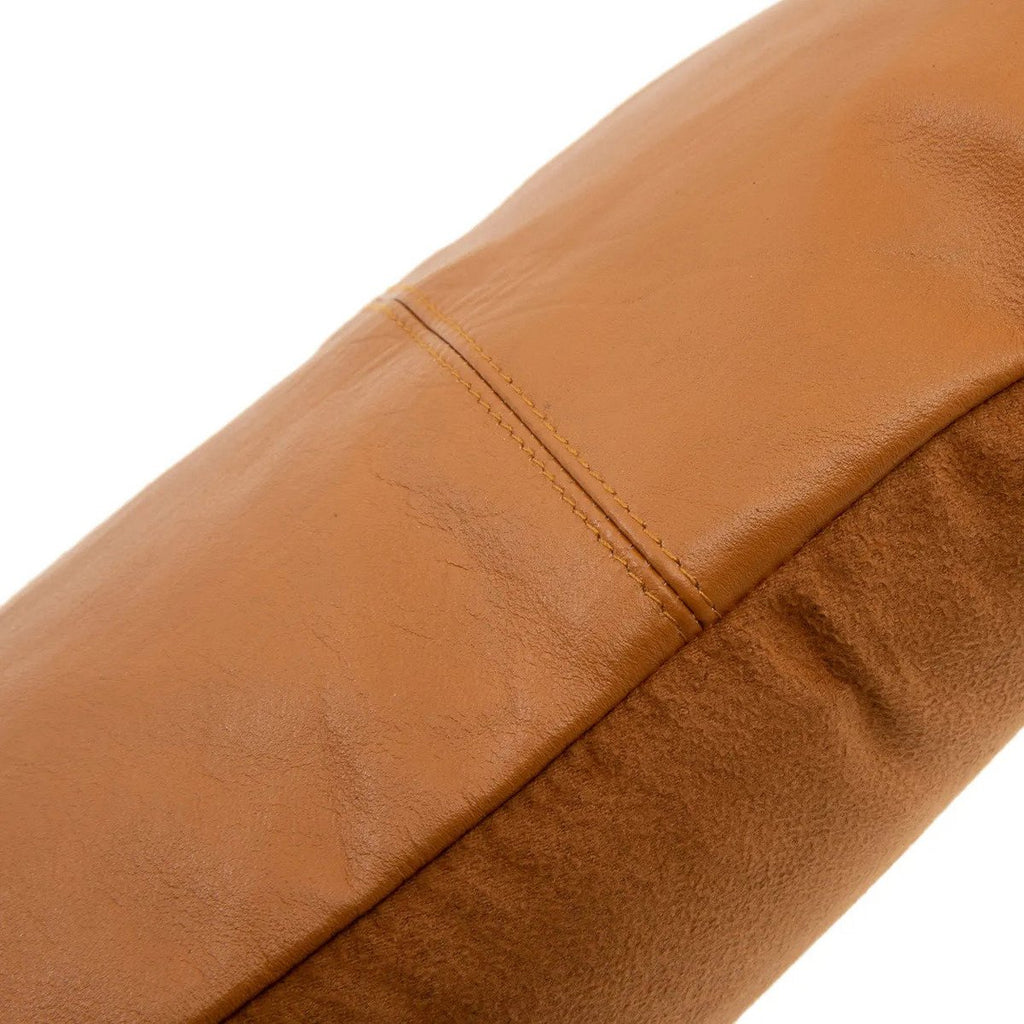 The Six Panel Leather Cushion Cover - Camel - 30x50 - LUXONAS HOME