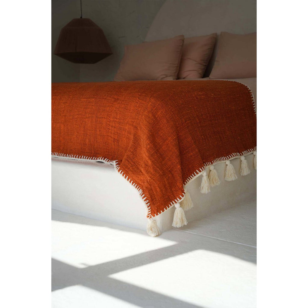 The Stitch Bed Throw - Terracotta - LUXONAS HOME