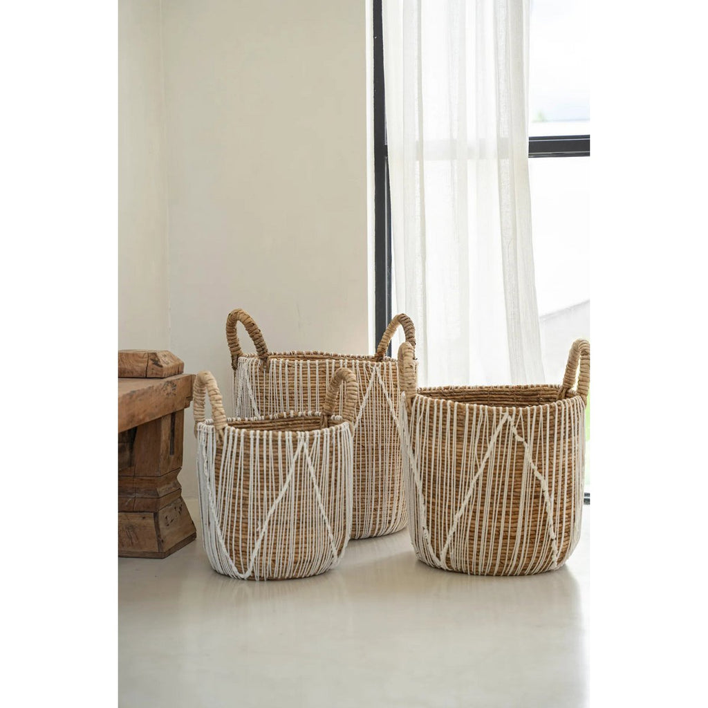 The Straight Stitched Macrame Basket - L - LUXONAS HOME