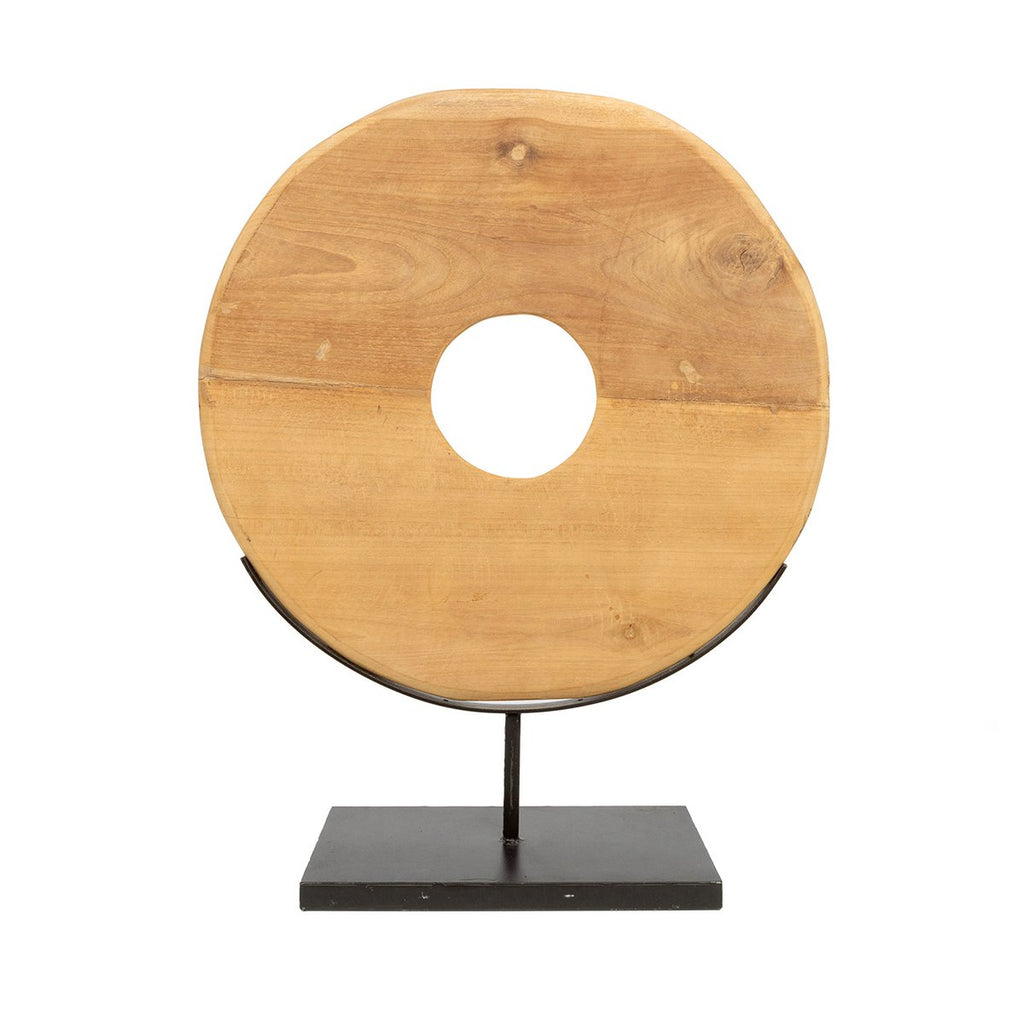 The Teak Disc on Stand - L - LUXONAS HOME