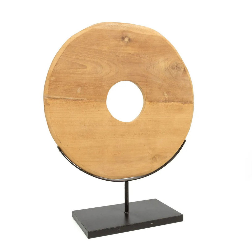 The Teak Disc on Stand - L - LUXONAS HOME