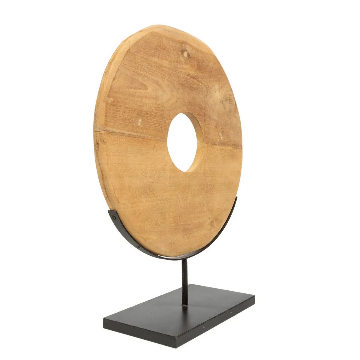 The Teak Disc on Stand - L - LUXONAS HOME