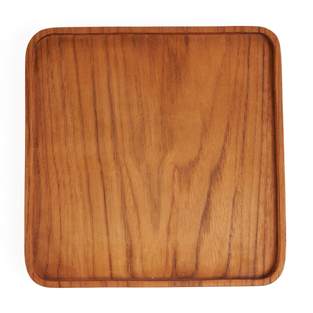 The Teak Square Plate - Natural - M - LUXONAS HOME