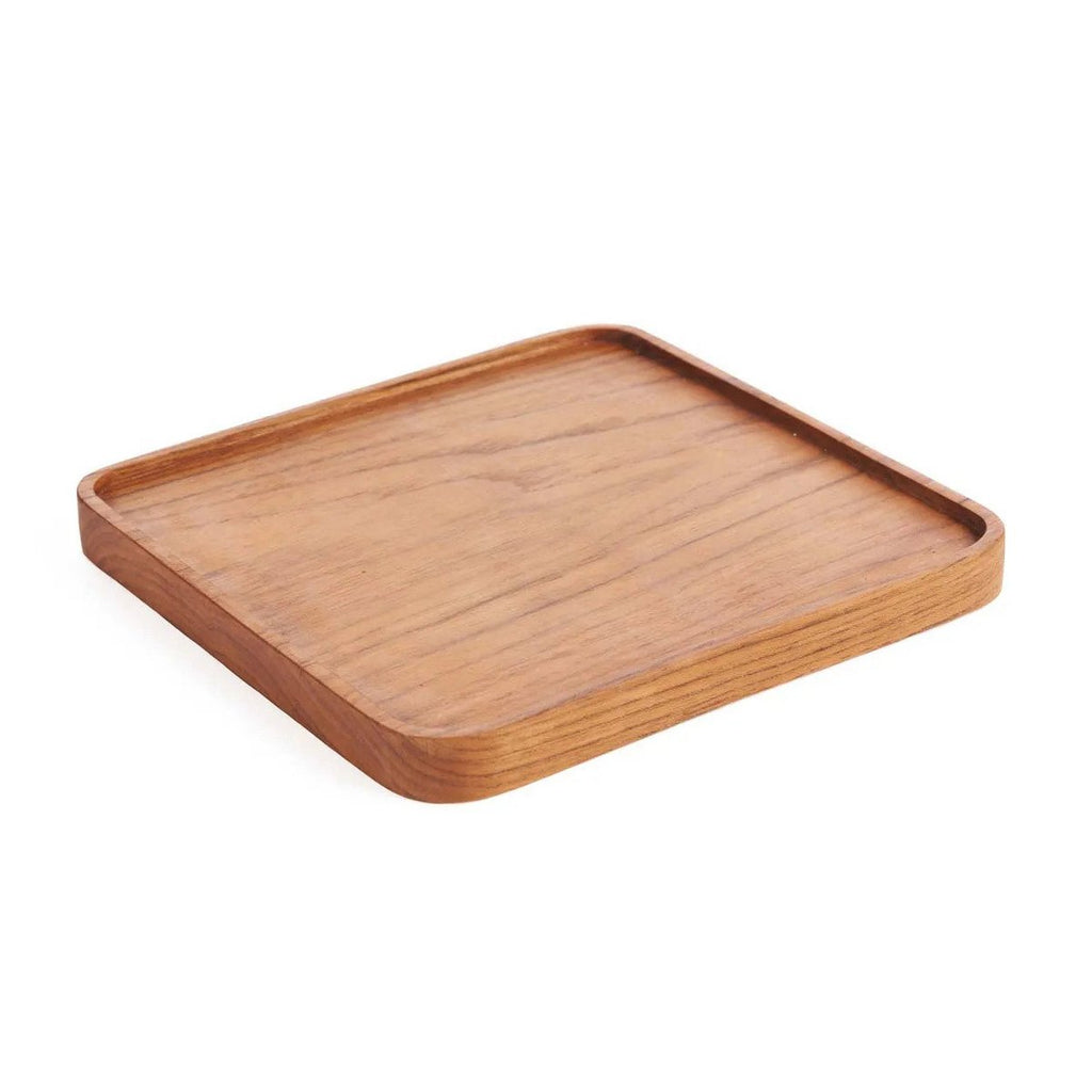 The Teak Square Plate - Natural - M - LUXONAS HOME