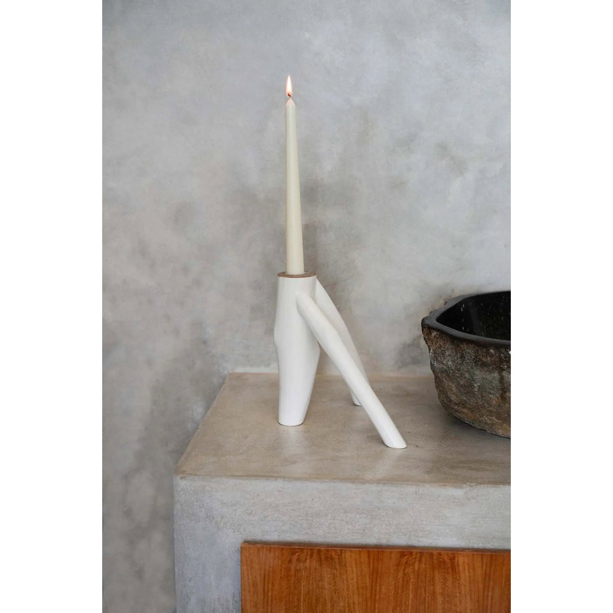The Triple Twig Candle Holder - White - LUXONAS HOME