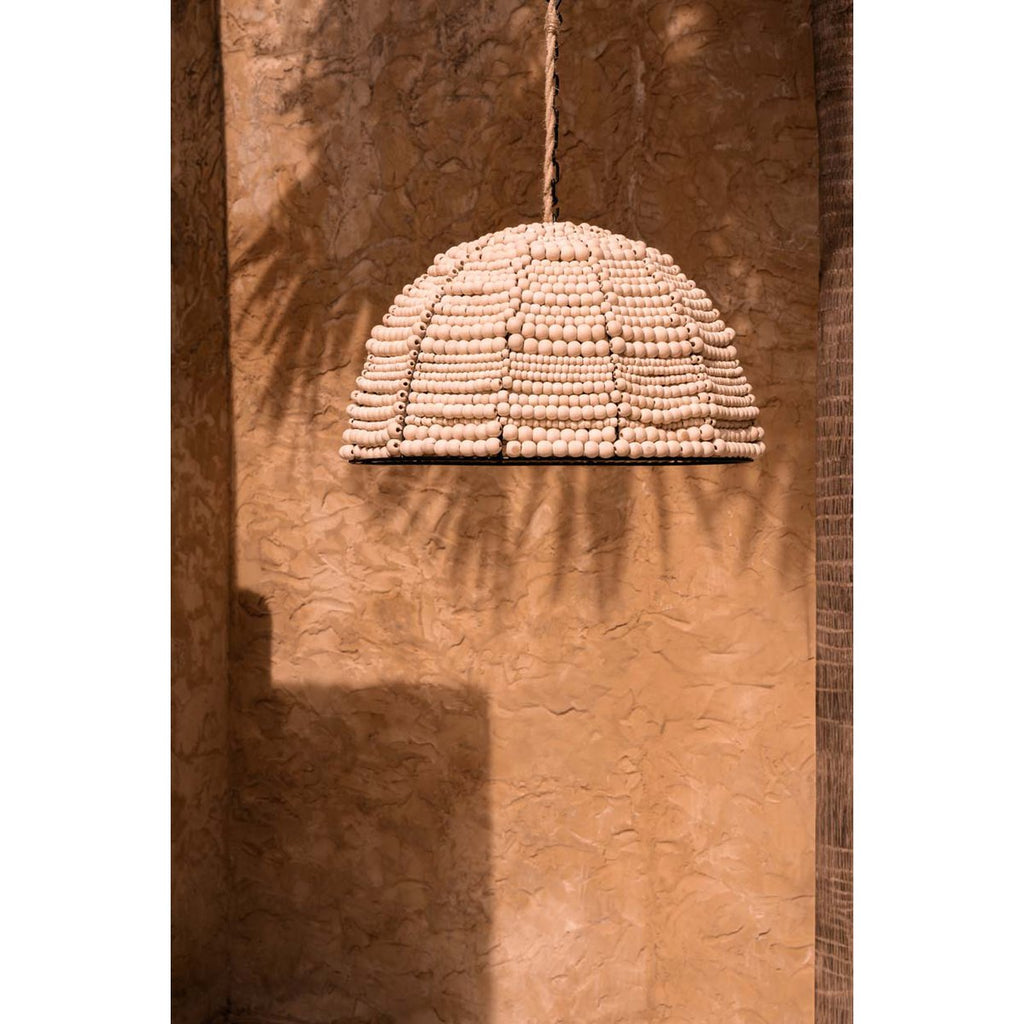 The Wooden Bead Dome Pendant - Natural - LUXONAS HOME