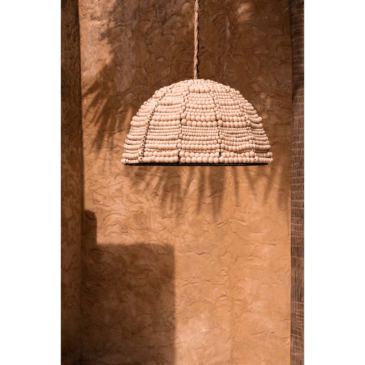 The Wooden Bead Dome Pendant - Natural - LUXONAS HOME