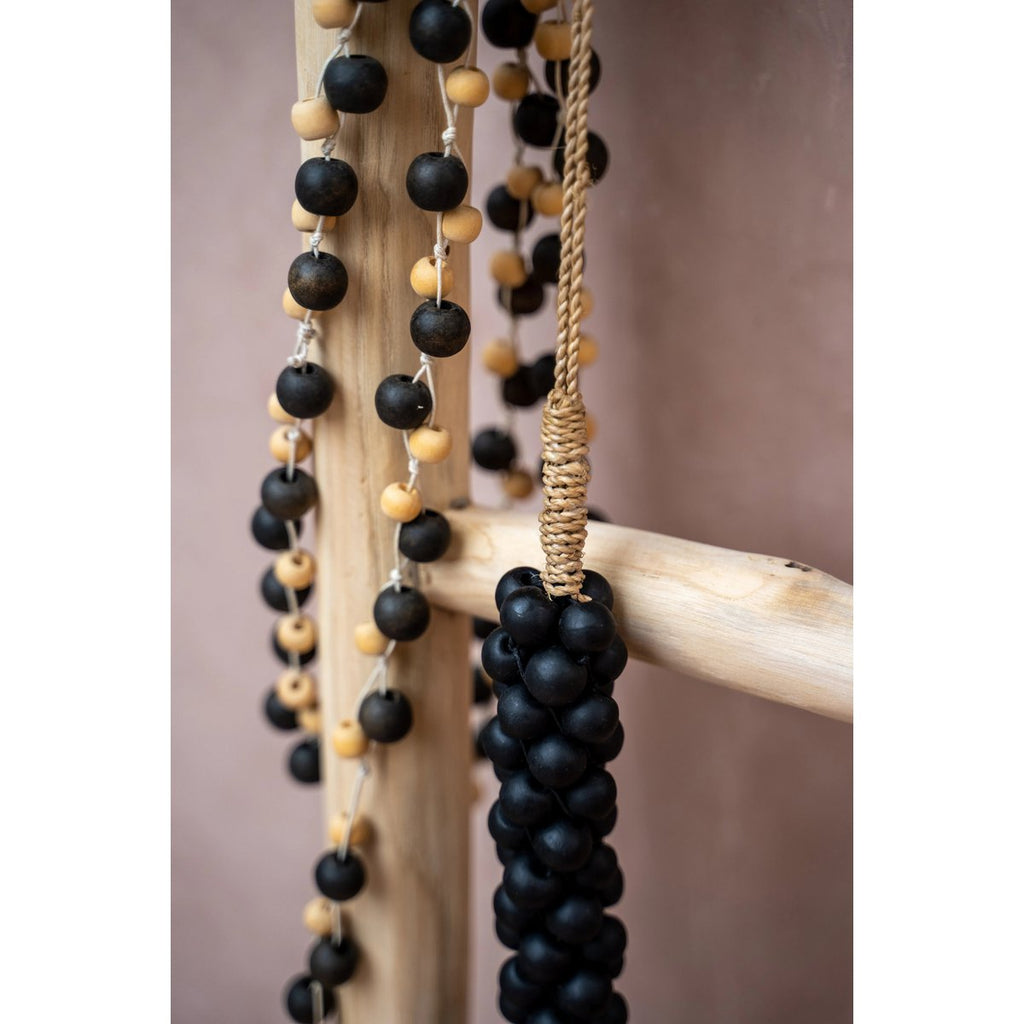 The Wooden Beads with Cotton Tassel - Black - LUXONAS HOME