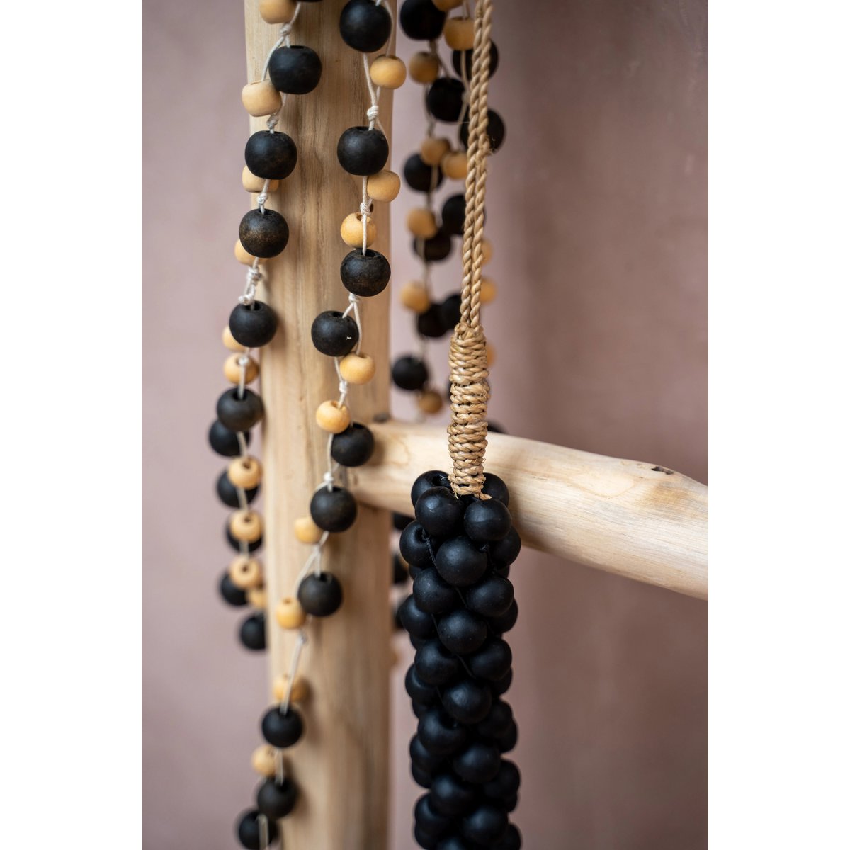 The Wooden Beads with Cotton Tassel - Black - LUXONAS HOME
