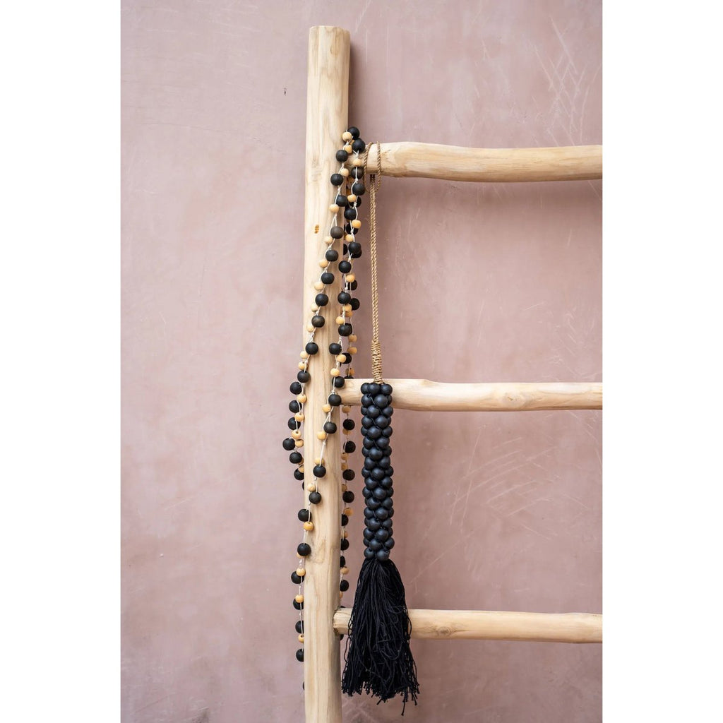 The Wooden Beads with Cotton Tassel - Black - LUXONAS HOME