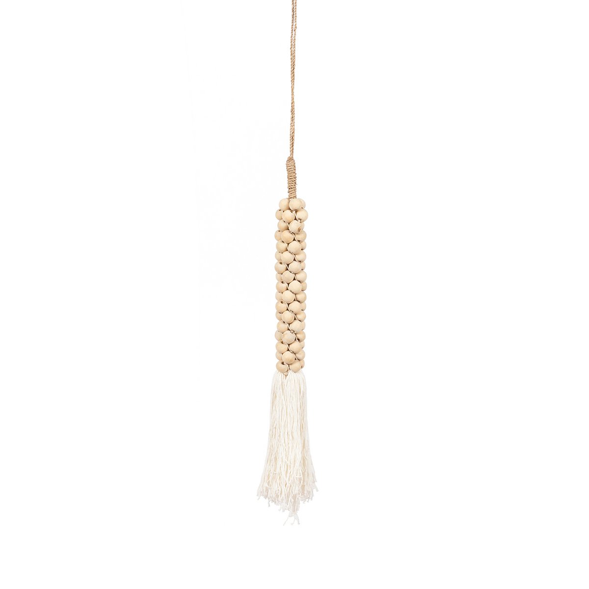 The Wooden Beads with Cotton Tassel - Natural White - LUXONAS HOME