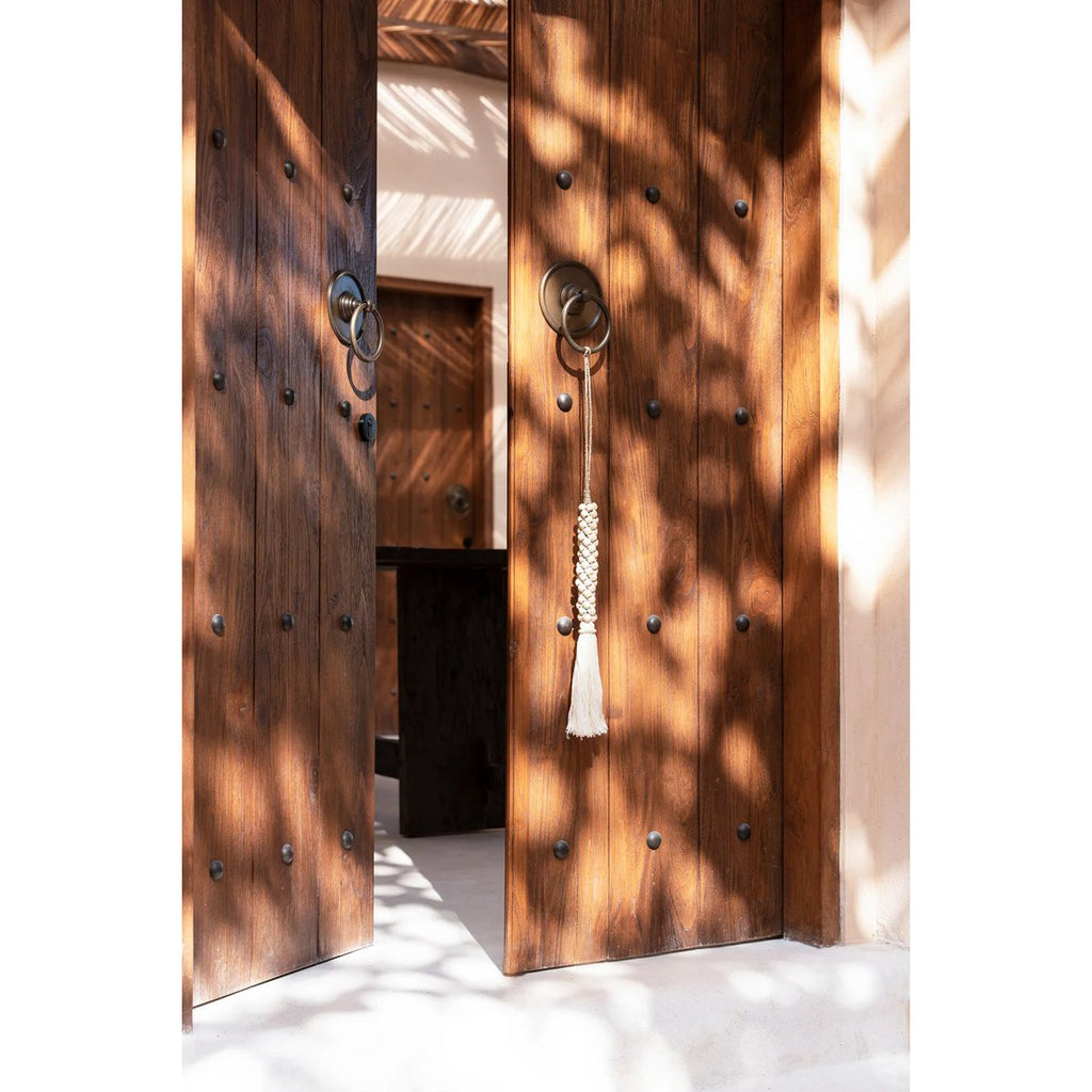 The Wooden Beads with Cotton Tassel - Natural White - LUXONAS HOME